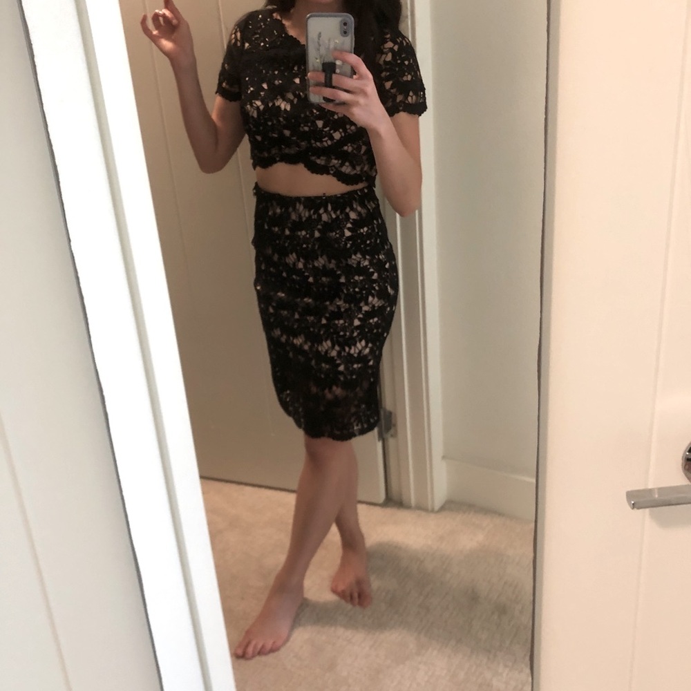 Matching 2-PC Black Crochet Midi